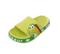 Pantofole con dinosauro per bambini e ragazzi, punta aperta, antiscivolo, morbide, piatte, unisex, comode, estive, casual, leggere, per spiaggia, piscina, 1, Verde, 33 EU