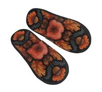 Pantofole con foglie d'acero e ghiande per donne e uomini, con fiori autunnali, antiscivolo, per interni, comode, pelose, in memory foam, per camera da letto e da viaggio, Multicolore, 8/11 UK Men