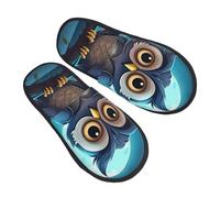 Pantofole con gufo notturno per donne e uomini, graziose pantofole antiscivolo per la casa, comode calzature pelose in memory foam, scarpe da viaggio per camera da letto, Multicolore, 8/11 UK Men/ 9.5