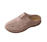 Pantofole con plateau con zeppa, da donna, chiuse, con zeppa, in morbida pelle, con zeppa, impermeabili, con piedi larghi, Colore: rosa., 36 EU