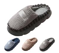 Pantofole con plateau grosse, unisex, per adulti, suola super morbida, per interni, camera da letto, scarpe da casa, scarpe invernali per la casa, coppia di diapositive in peluche spesso, Grigio, 42 1