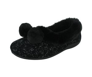 Pantofole Con Pompon In Memory Foam Tricot Rosa Per Donne Chloe