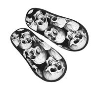 Pantofole con scheletro di Halloween per donne e uomini, teschio fantasmi, pantofole antiscivolo per casa, comode calzature pelose in memory foam, scarpe da viaggio per camera da letto, Multicolore, 6