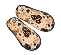Pantofole con stampa tigre a forma di cuore, per donne e uomini, con stampa leopardata, antiscivolo, per interni, comode, in memory foam, per camera da letto e da viaggio, Multicolore, 6/8 UK Men/ 6