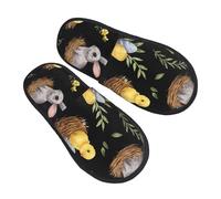 Pantofole con uova di pulcino di coniglio, per donne e uomini, pantofole antiscivolo per la casa, per interni, comode, in memory foam, scarpe da viaggio per camera da letto, Multicolore, 6/8 UK Men/ 6
