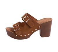 Pantofole con zeppa in pelle cava, casual, comode, con punta aperta, per tutti i giorni, traspiranti, con suola antiscivolo, plantare morbido, scarpe per il tempo libero fatte a mano, dall'aspetto