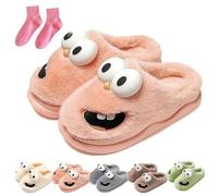 Pantofole da baciare per coppie, divertenti e antiscivolo, con lingua di cane grande, in pile peloso, rosa, 42/42.5 EU