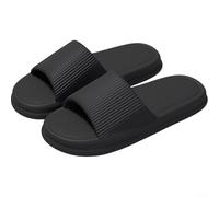 Pantofole da bagno antiscivolo in EVA con drenaggio rapido e asciugatura rapida, sandali leggeri da doccia per casa, coppie, palestra, piscina e spa, design di sicurezza antiscivolo (40-41 nero)