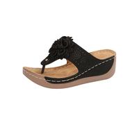 Pantofole da bagno da donna estive aperte in punta traspirante vuota romana confortevole pendenza per il tempo libero con clip toe pantofole da bagno per le donne e accappatoio spugna, Nero , 40 EU