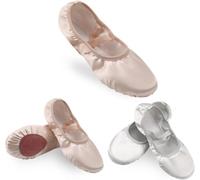 Pantofole da ballo in raso, leggere, con suola divisa, prestazioni affidabili, design ergonomico, applicazione versatile, per donne e adulti, con nastro elastico, ballerine per ginnastica, yoga