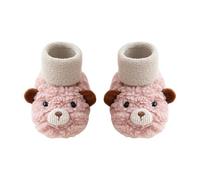 Pantofole da bambina in peluche - Pantofole invernali morbide per interni ed asilo, calzini antiscivolo per primi passi, Colore: rosa., 13