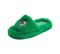 Pantofole da camera da letto, Halloween, Natale, vacanze, zucca di Halloween, per stare in casa, pantofole aperte da donna, unisex, pelose, per esterni e interni, Verde, 44 EU