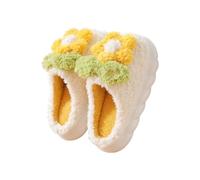 Pantofole da casa a forma di fiore dei cartoni animati da donna. Pantofole | Comode scarpe da camera da letto invernali antiscivolo con suola spessa foderate in pile