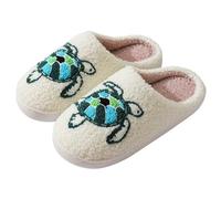 Pantofole da casa carine per le donne pantofole da interno ed esterno da donna divertente stampa tartaruga pantofole in peluche calde e accoglienti pantofole chiuse per autunno e inverno calzature