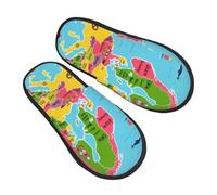 Pantofole Da Casa Cartoon Map Of Europe Pattern Ciabatte Da Viaggio Antiscivolo Calde Ciabatte Per Esterno Donna Hotel M