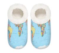 Pantofole da casa con mappa del mondo per donne e uomini, apprendimento educativo in memory foam, scarpe da casa antiscivolo, Multi, 37.5/38.5 EU