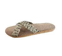 Pantofole da casa da donna comode sandali piatti donna eleganti bohemien scarpe da spiaggia sandali da donna in lino sandali da tempo libero con cinturino incrociato intrecciato carino, grigio, 37/38