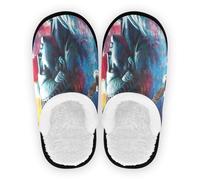 Pantofole da casa da donna in pile peloso con suola antiscivolo calde pantofole per la casa hotel viaggi camera da letto aeroplano festa M, Lady Liberty Presidents Day Art, Medium