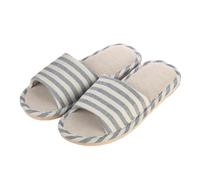 Pantofole Da Casa In Lino Coppia di pantofole in lino a righe for interni ed esterni, antiscivolo, con fondo spesso, in cotone, for pavimenti freschi(Dark Blue,44/45)