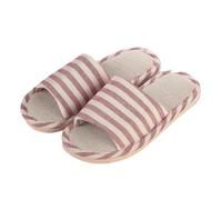 Pantofole Da Casa In Lino Coppia di pantofole in lino a righe for interni ed esterni, antiscivolo, con fondo spesso, in cotone, for pavimenti freschi(Red,38/39)