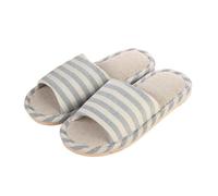 Pantofole Da Casa In Lino Coppia di pantofole in lino a righe for interni ed esterni, antiscivolo, con fondo spesso, in cotone, for pavimenti freschi(LIGHT BLUE,38/39)