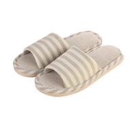 Pantofole Da Casa In Lino Coppia di pantofole in lino a righe for interni ed esterni, antiscivolo, con fondo spesso, in cotone, for pavimenti freschi(Khaki,40/41)