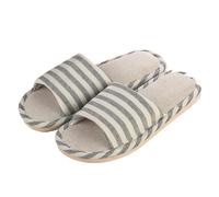 Pantofole Da Casa In Lino Coppia di pantofole in lino a righe for interni ed esterni, antiscivolo, con fondo spesso, in cotone, for pavimenti freschi(Light Black,40/41)