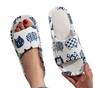Pantofole Da Casa In Lino Pantofole in lino for donna, da viaggio, in cotone, for ospiti pastorali, for la casa, interno, con fondo in schiuma, for coppia(WHITE,42-43)