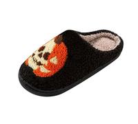 Pantofole da casa per le donne 2025 asciugamano di Halloween pantofole in cotone ricamato per la casa antiscivolo coppia scarpe da interno autunno e inverno caldo spettrale zucca di Halloween scarpa