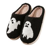 Pantofole da casa per le donne 2025 asciugamano di Halloween pantofole in cotone ricamato per la casa antiscivolo coppia scarpe da interno autunno e inverno caldo spettrale zucca di Halloween scarpa