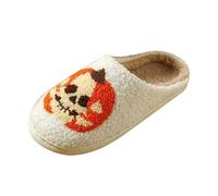 Pantofole da casa per le donne 2025 asciugamano di Halloween pantofole in cotone ricamato per la casa antiscivolo coppia scarpe da interno autunno e inverno caldo spettrale zucca di Halloween scarpa