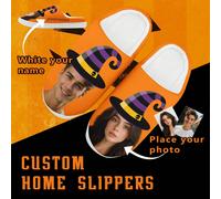 Pantofole da casa personalizzate con foto e nome per uomo, per Ognissanti. Pantofole da interno personalizzate a forma di cappello da mago. Scarpe in peluche calde e confortevoli per uso domestico, re