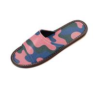 Pantofole da doccia da donna e da uomo, motivo mimetico, rosa scuro, blu, verde, traspiranti, antiscivolo, su misura, per viaggi, hotel, feste, ospiti, Camouflage Rosa Scuro Blu Verde, 39.5/40 EU