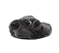 Pantofole da donna a forma di cane, in peluche, foderate in pile, 3D, con suola antiscivolo, morbide e calde, stile cartone animato, per divano, TV, guardare le notti, Grigio, Taglia unica