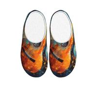Pantofole da donna a forma di chitarra acquerello, pantofole da casa in flanella per uomo, musica colorata, antiscivolo, calde, scarpe invernali per interni ed esterni, Multicolore, X-Small Men/ Large