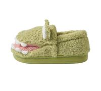 Pantofole da donna a forma di coccodrillo, in peluche, antiscivolo, morbide e chiuse, per interni, verde, 36 EU