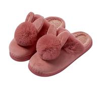 Pantofole da donna a forma di coniglio, calde pantofole da donna, con orecchie di coniglio, antiscivolo, antiscivolo, per uso domestico, soffici scivoli con animali addensati, pantofole invernali per