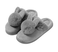 Pantofole da donna a forma di coniglio, calde pantofole da donna, con orecchie di coniglio, antiscivolo, antiscivolo, per uso domestico, soffici scivoli con animali addensati, pantofole invernali per