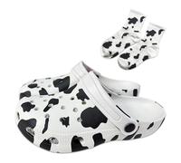 Pantofole da donna a forma di mucca, zoccoli con calzini a forma di mucca, comodi sandali da spiaggia per interni ed esterni, bianco, 37/38 EU