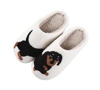 Pantofole da donna alla moda invernale con motivo cucciolo di cotone, comode e calde pantofole per ore accoglienti, bianco, 43 EU