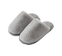 Pantofole da donna, anti-rumore, da donna, invernali, calde, chiuse, pantofole per interni, casual, pantofole piatte di grandi dimensioni, pantofole a tinta unita, grigio, 38 EU