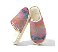 Pantofole da donna antiscivolo da casa per interni | Pantofole da donna rosa arcobaleno morbide chiuse lavabili leggere per camera da letto, hotel, viaggi, spa