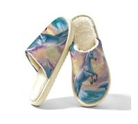 Pantofole da donna antiscivolo da casa per interni | Pantofole lavabili, con unicorno, delfino, arcobaleno, colorate, morbide, chiuse, leggere, per camera da letto, hotel, viaggi