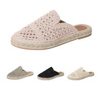 Pantofole da donna antiscivolo, estive da donna, leggere, traspiranti, anteriori, rotonde, casual, tagliate, con piedini, comodi, per ospiti, stile bohémien, slip-On, Colore: rosso, 37 EU