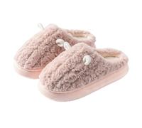 Pantofole da donna calde e carine con motivi a cartoni animati, pantofole da casa in peluche antiscivolo con punta chiusa, pantofole da uomo con suola spessa for la camera da letto.(Pink,38-39)