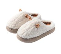 Pantofole da donna calde e carine con motivi a cartoni animati, pantofole da casa in peluche antiscivolo con punta chiusa, pantofole da uomo con suola spessa for la camera da letto.(White,40-41)