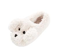 Pantofole da donna, calde, invernali, carine con animale, per cani, calde, comode e comode, per la casa, antiscivolo, carine, a caricatura, antiscivolo, in pelliccia antiscivolo, beige., 37 EU
