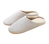 Pantofole da donna calde - Pantofole da donna eleganti unisex comode e antiscivolo, pantofole da casa a righe, caffè, 44 EU