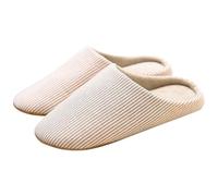 Pantofole da donna calde - Pantofole da donna eleganti unisex comode e antiscivolo, pantofole da casa a righe, beige., 36 EU