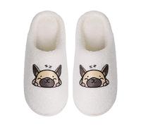 Pantofole da donna carine a fumetto, comode pantofole per la casa, novità, divertenti, con simpatici motivi cuccioli, leggere e silenziose, in cotone, con suola morbida, bianco, 40 EU